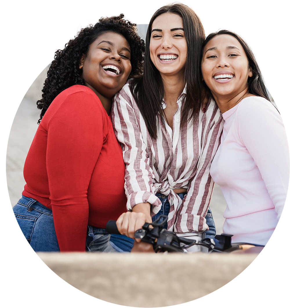 Three women representing a CROWD